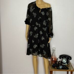 Maurices Black  Dress with Floral Design